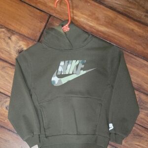 Nike Kids Olive Green Camo Logo Hoodie
